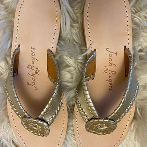 BRAND NEW JACK ROGERS GOLD LEATHER SANDALS